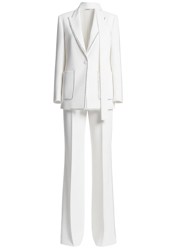 Metallic Trim Suit White