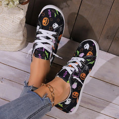 Casual Skulls Prints Design Cotton Fabric Footwear Shoes