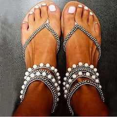 Multiple Beaded Strap Sandals