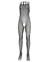 Muscular Men's Leopard Print See-through Crotchless Onesie Net Nightwear Sensual Animal Print Sleepwear