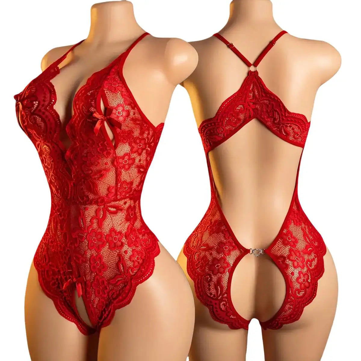 New Plus Size Lingerie Erotic Open Crotch Underwear Pajamas Lace Transparent Dress