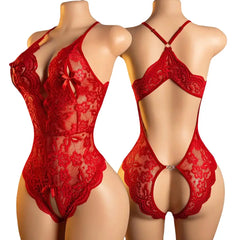 New Plus Size Lingerie Erotic Open Crotch Underwear Pajamas Lace Transparent Dress