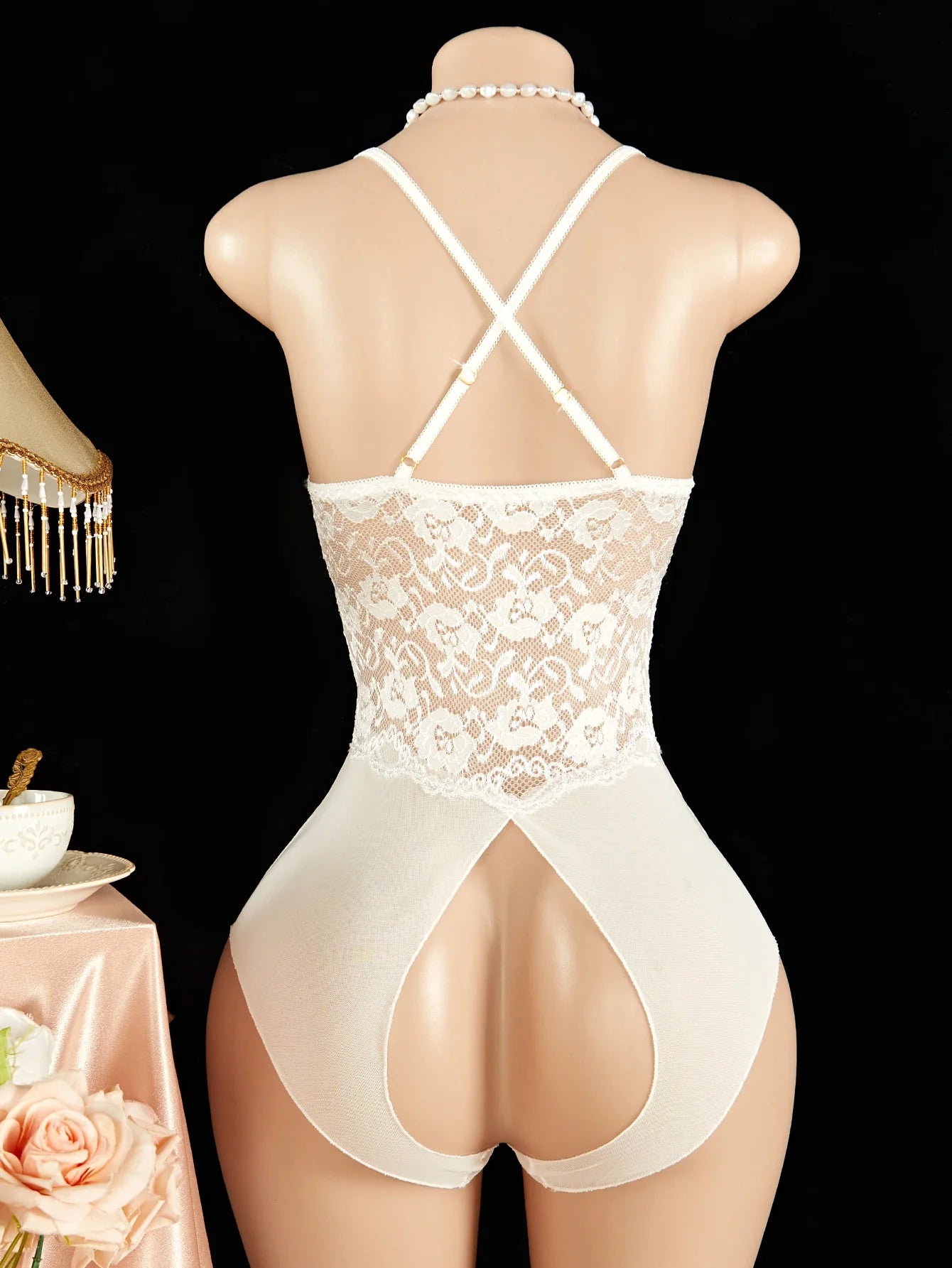 New Plus Size Lingerie Open Crotch Underwear Pajamas Lace Transparent Dress Erotic