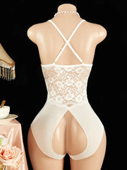 New Plus Size Lingerie Open Crotch Underwear Pajamas Lace Transparent Dress Erotic