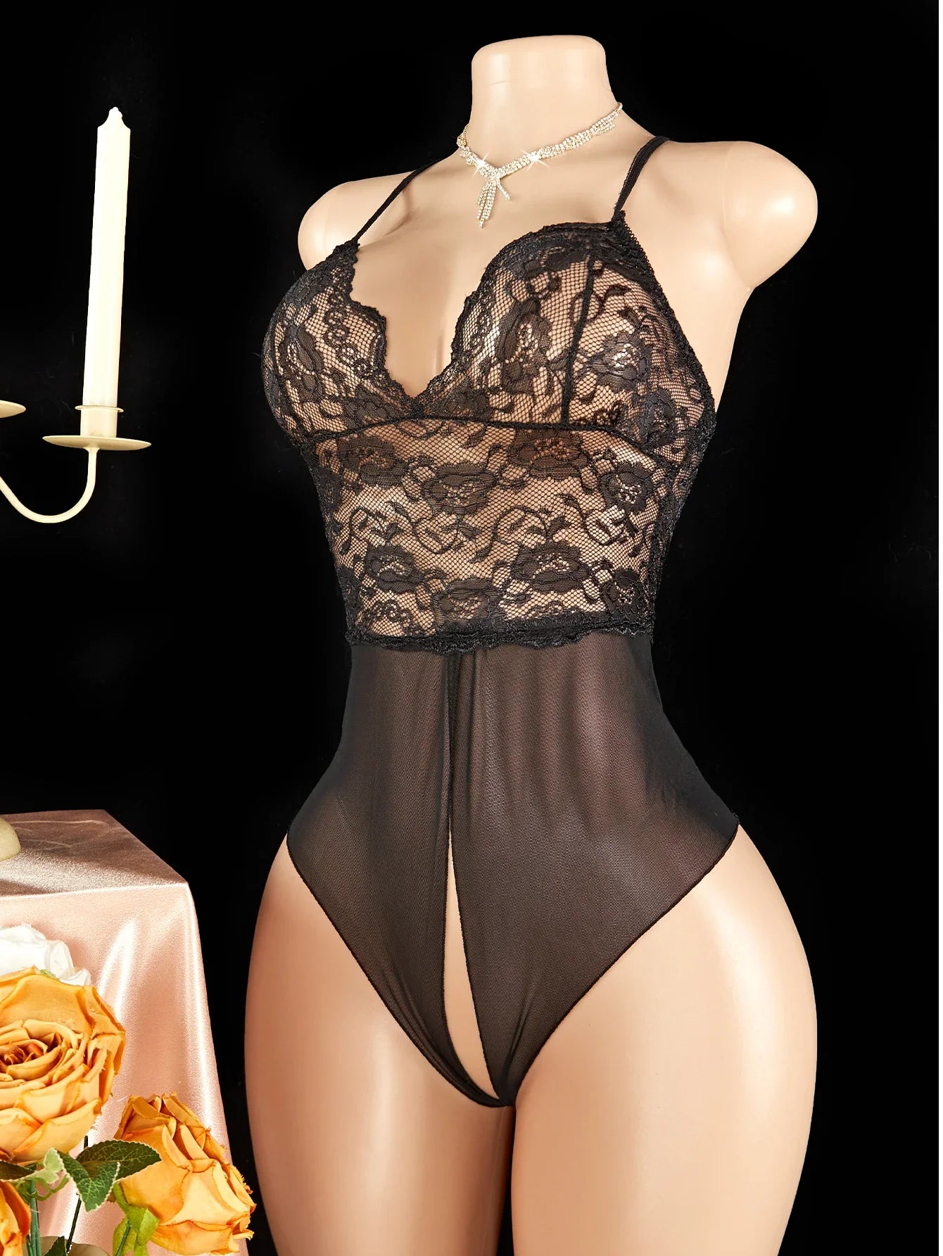 New Plus Size Lingerie Open Crotch Underwear Pajamas Lace Transparent Dress Erotic