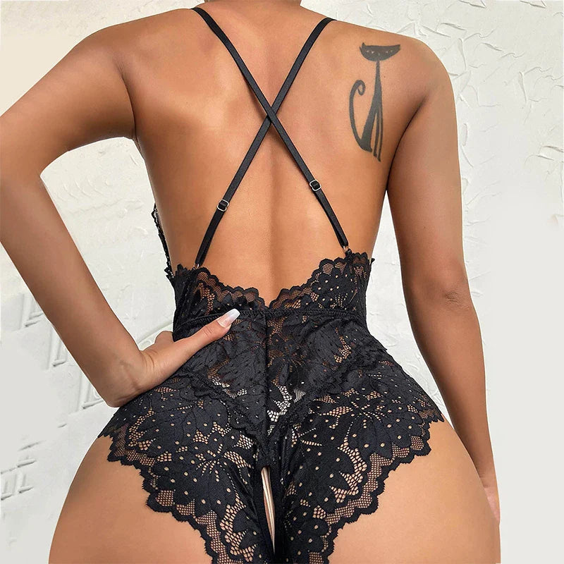 New Lingerie Woman Erotic Costumes Lace Open Crotch