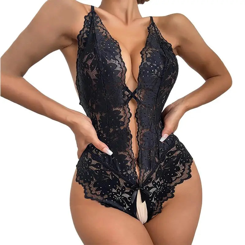 New Lingerie Woman Erotic Costumes Lace Open Crotch