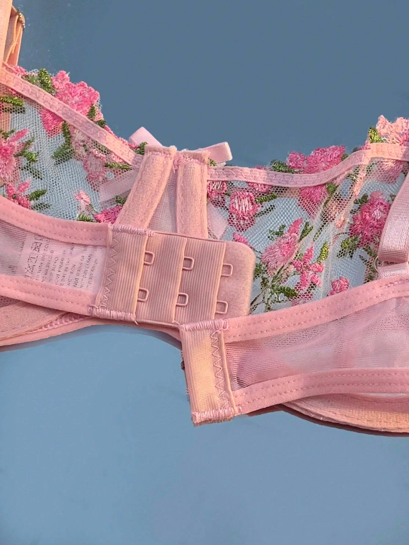 New Pink Transparent Bra Sheer Temptation Exotic Lingerie Set Ladies Embroidery Floral Bras Erotic Underwear Sets