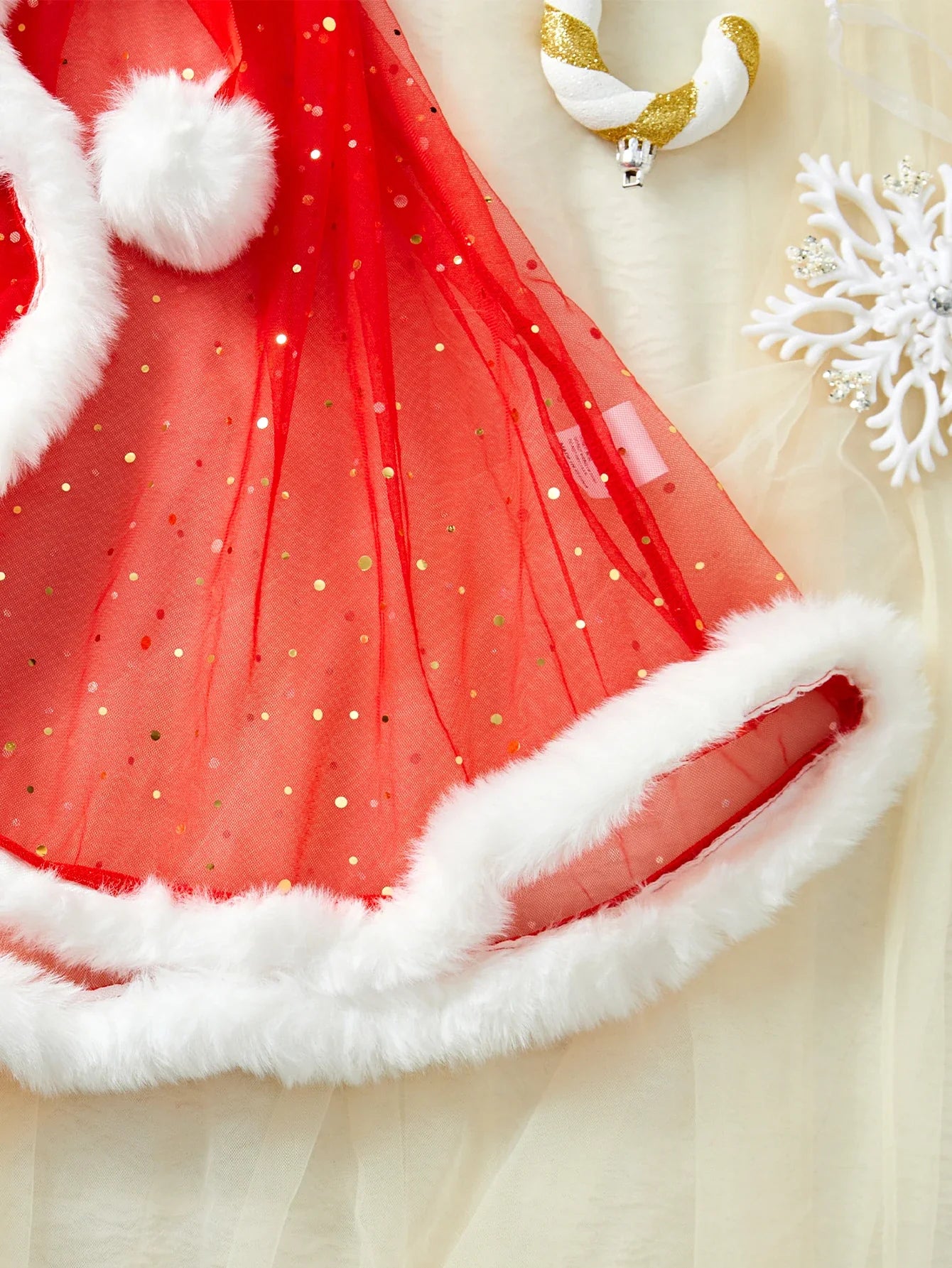 New Lingerie Christmas Exclusive Pajamas Seductive Expose The Body Exotic Red Lace Up Plush Skirt Babydolls Two-piece