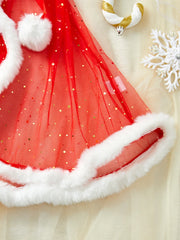 New Lingerie Christmas Exclusive Pajamas Seductive Expose The Body Exotic Red Lace Up Plush Skirt Babydolls Two-piece
