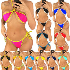 New lingerie three-piece bikini swimsuit backless T-back swimwear with straps bikini