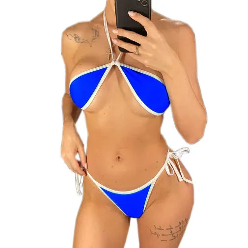 New lingerie three-piece bikini swimsuit backless T-back swimwear with straps bikini
