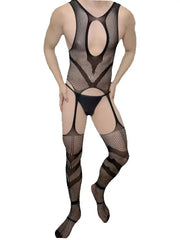One-Piece Muscle Men's See-through Fishing Net Onesie Net Clothes Sleepwear