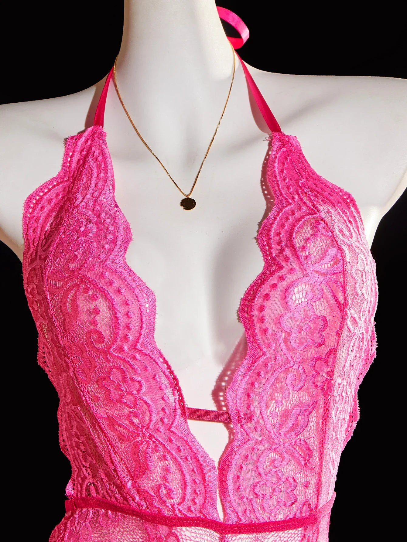 One-piece Backless Crotchless Teddy Bodysuits Lace Transparent Babydolls Nightwear Erotic Costume Deep V Lingerie