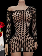 One piece lingerie black hollow mesh erotic dresses slips intimate sleepwear nightgown cosplay nightgown hot