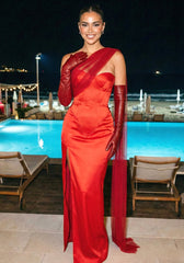 Strapless Bustier Maxi Dress Red