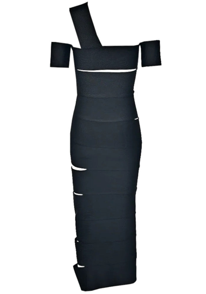 One Shoulder Cut Out Detail Maxi Dress Black