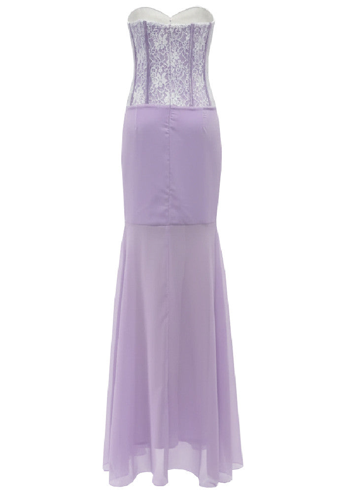 One Shoulder Floral Maxi Dress Lavender