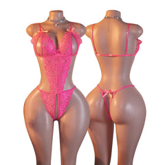 Open Chest Bodysuit Crotchless Adult Erotic Lingerie Lace V-neck Perspective Underwear Valentine's Gift