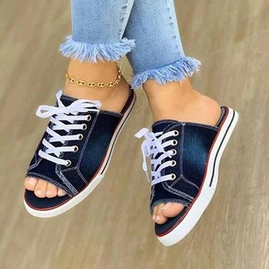 Open Toe Mule Lace Up Sneaker Sandals