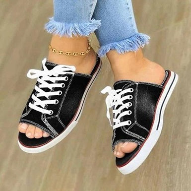 Open Toe Mule Lace Up Sneaker Sandals
