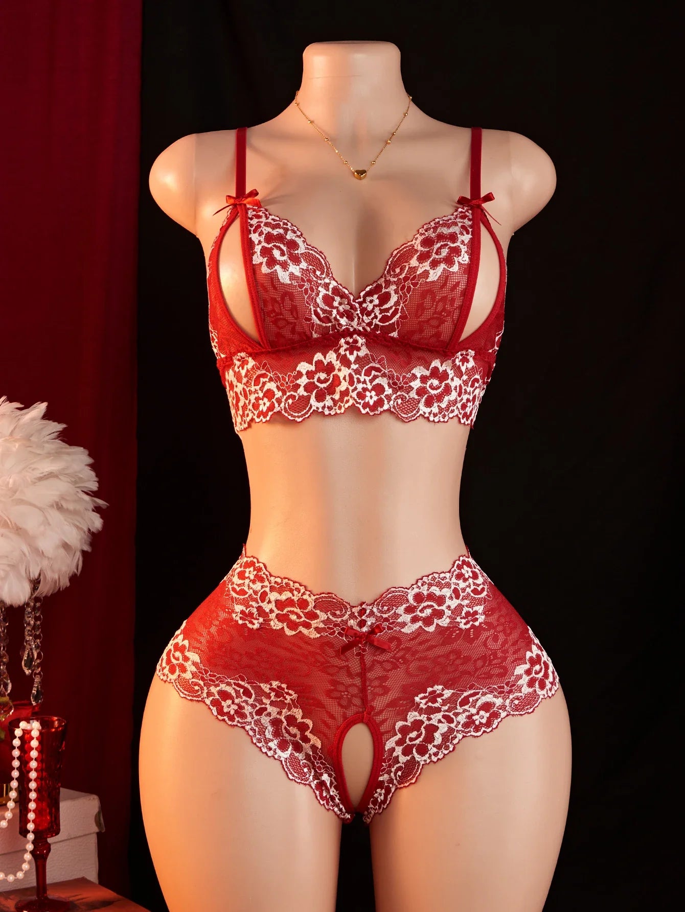 Open-cup Bra Set Lingerie