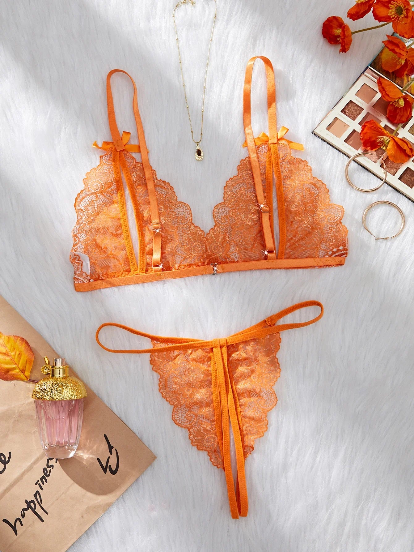 Orange Lace Contrast Set