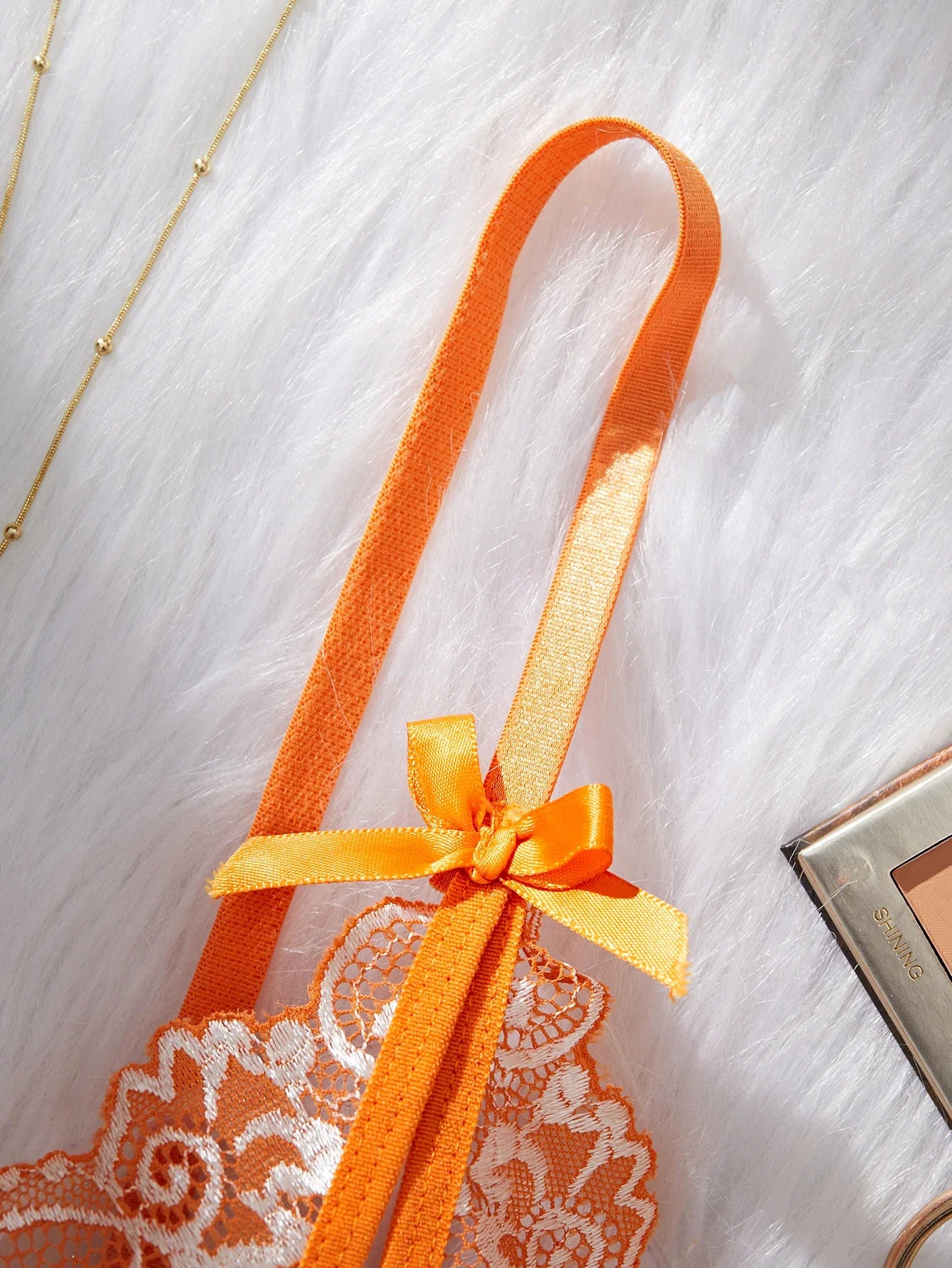 Orange Lace Contrast Lingerie