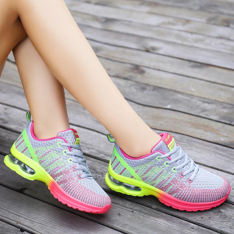 Mesh Lace-up Outdoor Elastic Jogging Air Cushion Sports Tennis Shoes