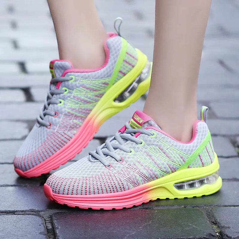 Mesh Lace-up Outdoor Elastic Jogging Air Cushion Sports Tennis Shoes