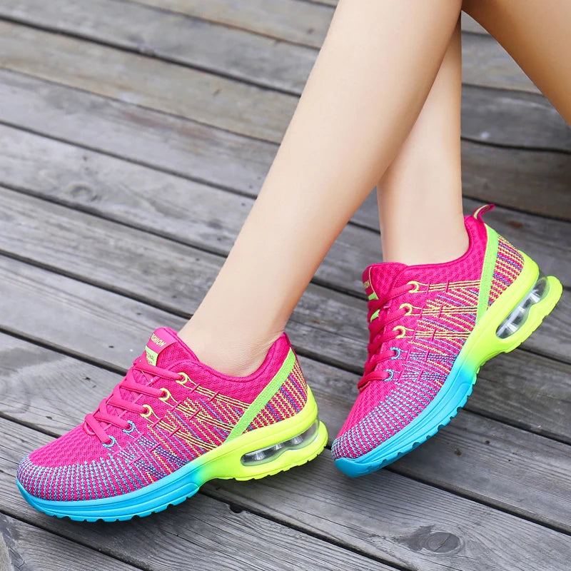 Mesh Lace-up Outdoor Elastic Jogging Air Cushion Sports Tennis Shoes