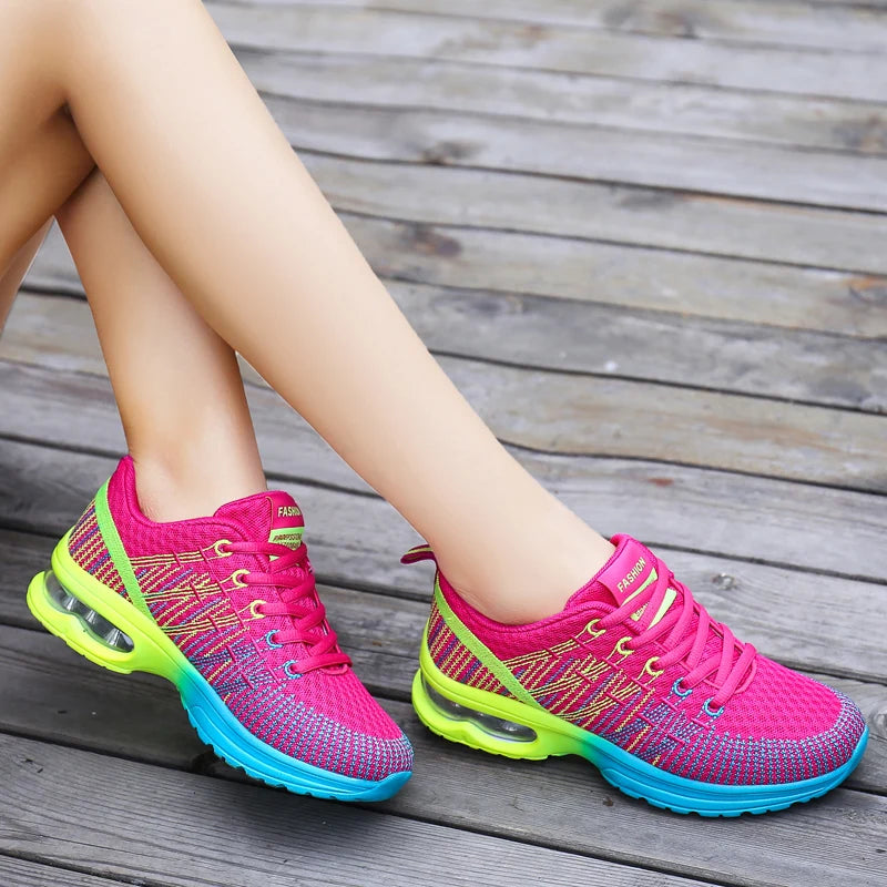 Mesh Lace-up Outdoor Elastic Jogging Air Cushion Sports Tennis Shoes