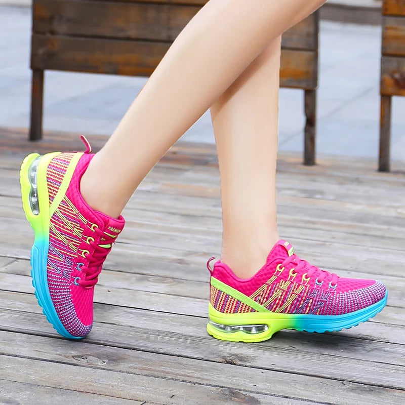Mesh Lace-up Outdoor Elastic Jogging Air Cushion Sports Tennis Shoes