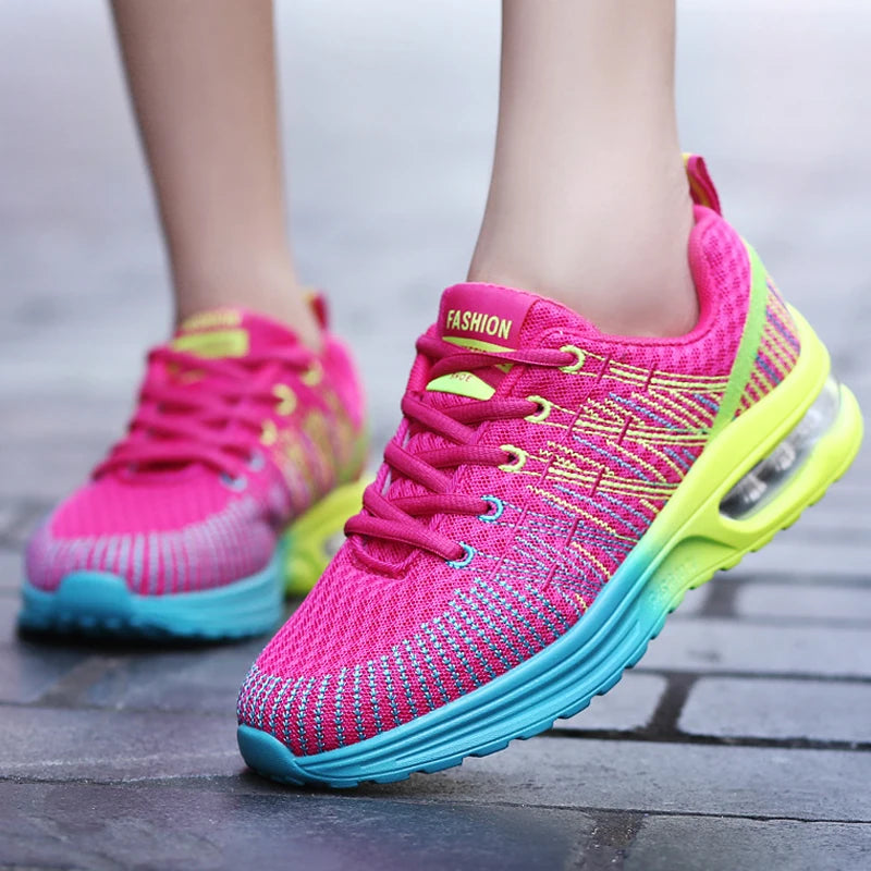 Mesh Lace-up Outdoor Elastic Jogging Air Cushion Sports Tennis Shoes