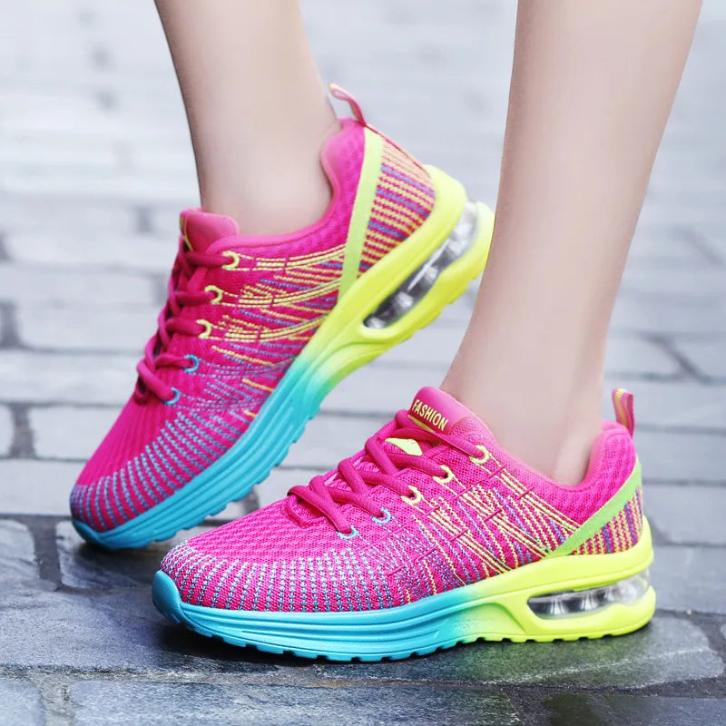Mesh Lace-up Outdoor Elastic Jogging Air Cushion Sports Tennis Shoes
