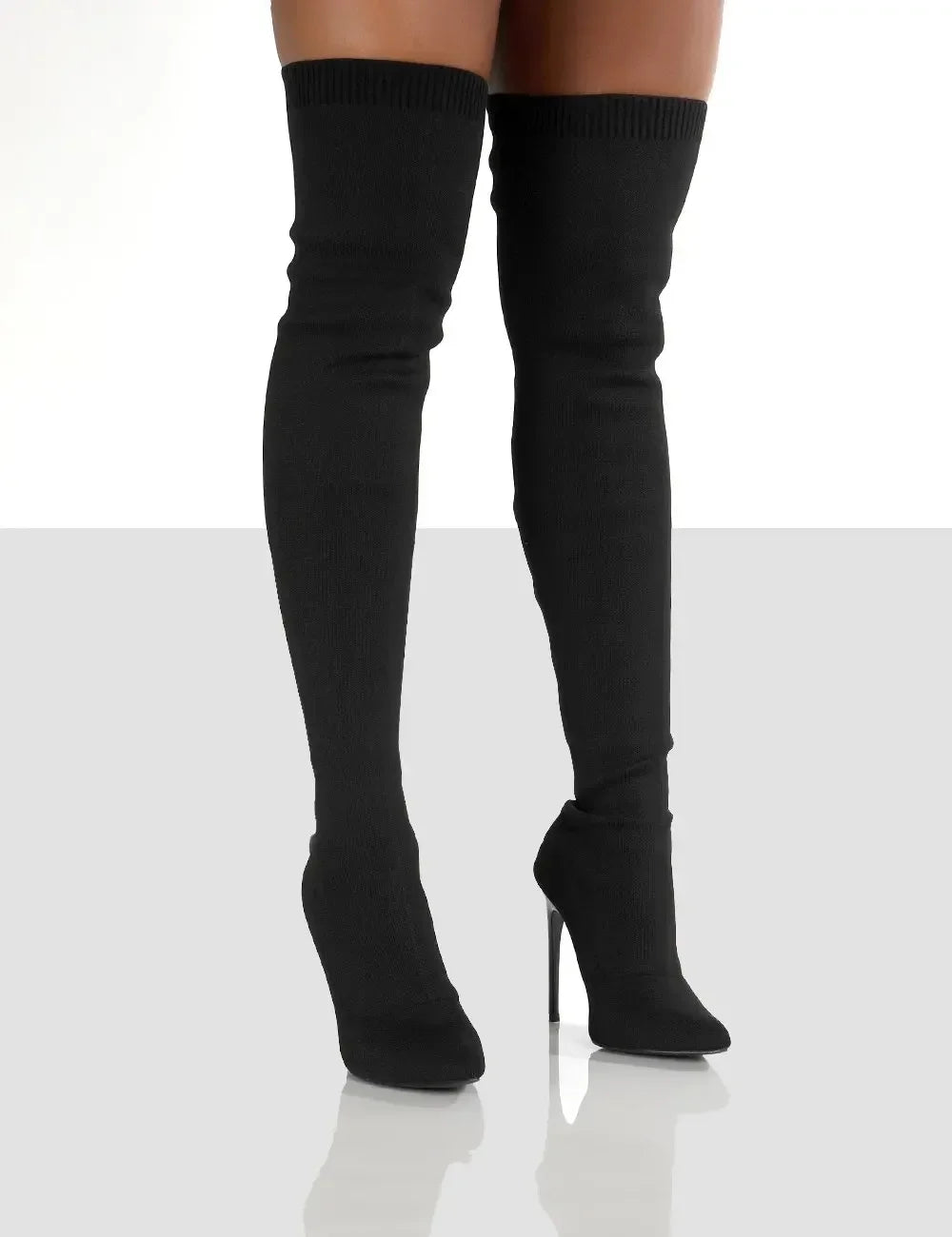 Paisley Pointy Toe Punk High Thin Heels Over The Knee Sock Boots