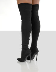 Paisley Pointy Toe Punk High Thin Heels Over The Knee Sock Boots