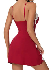 Pajamas Sleepwear Lingerie Sleeveless V-neck Straps Lace Silk Satin Dress Nighties Nightgown Nightwear Sleepshirts