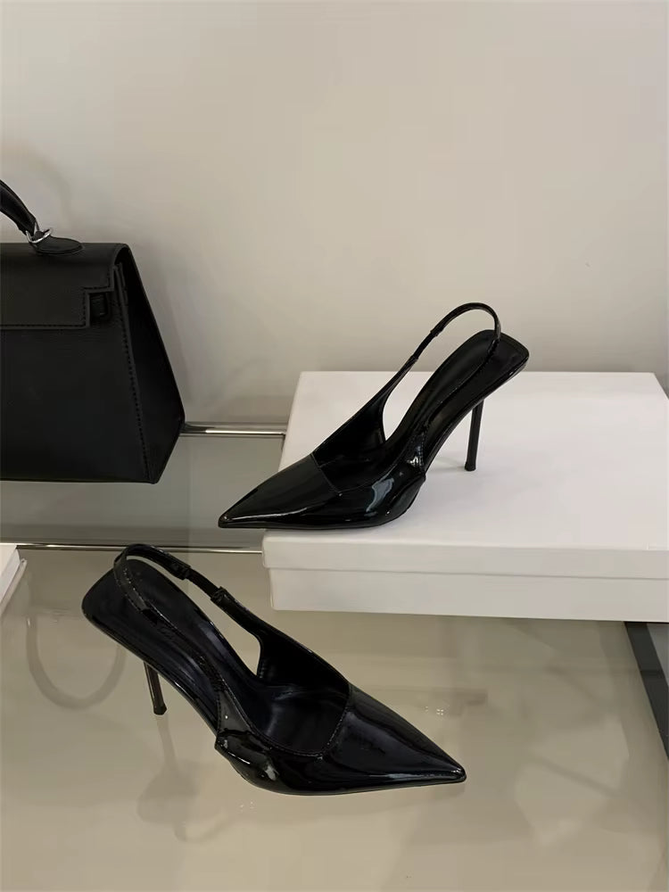 Elegant Patent Leather Ankle Strap Stiletto High Heel