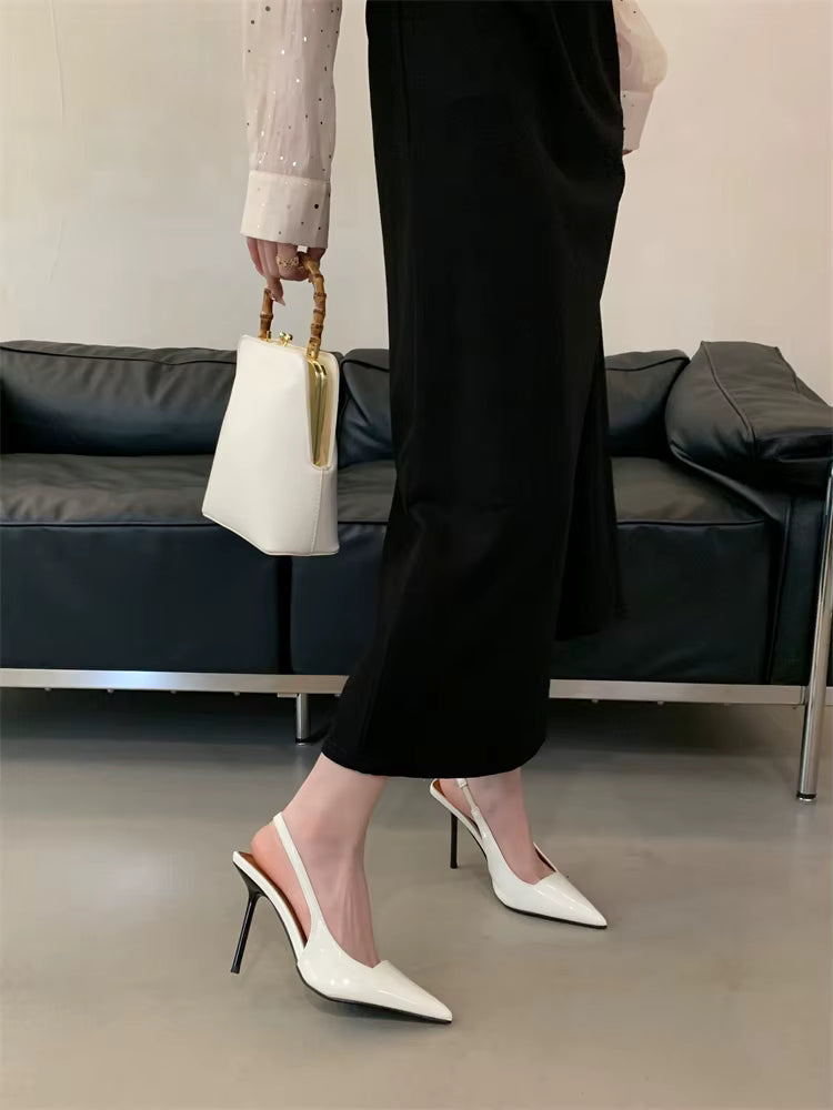 Elegant Patent Leather Ankle Strap Stiletto High Heel