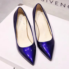 Patent Leather Nude Stiletto Heels Pointy Wedding Shoes