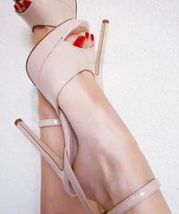 Patent Leather Platform Ankle Strap Cut-out Bride Peep Toe Wedding High Heels