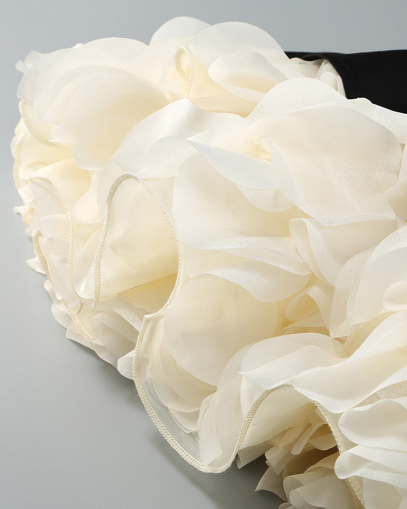 Petal Detail A Line Dress Black Ivory