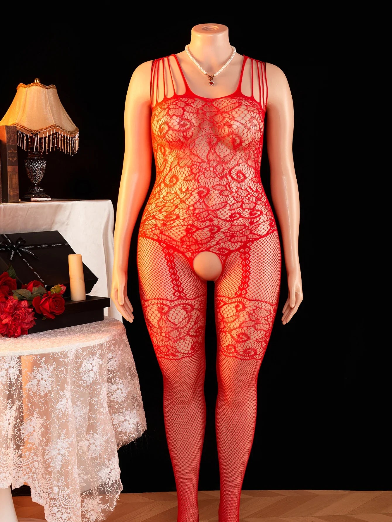 Plus Size Fishing Net Bodystockings Erotic Lingerie Crotchless Mesh Bodysuit Date Gift Desire Night Clothing