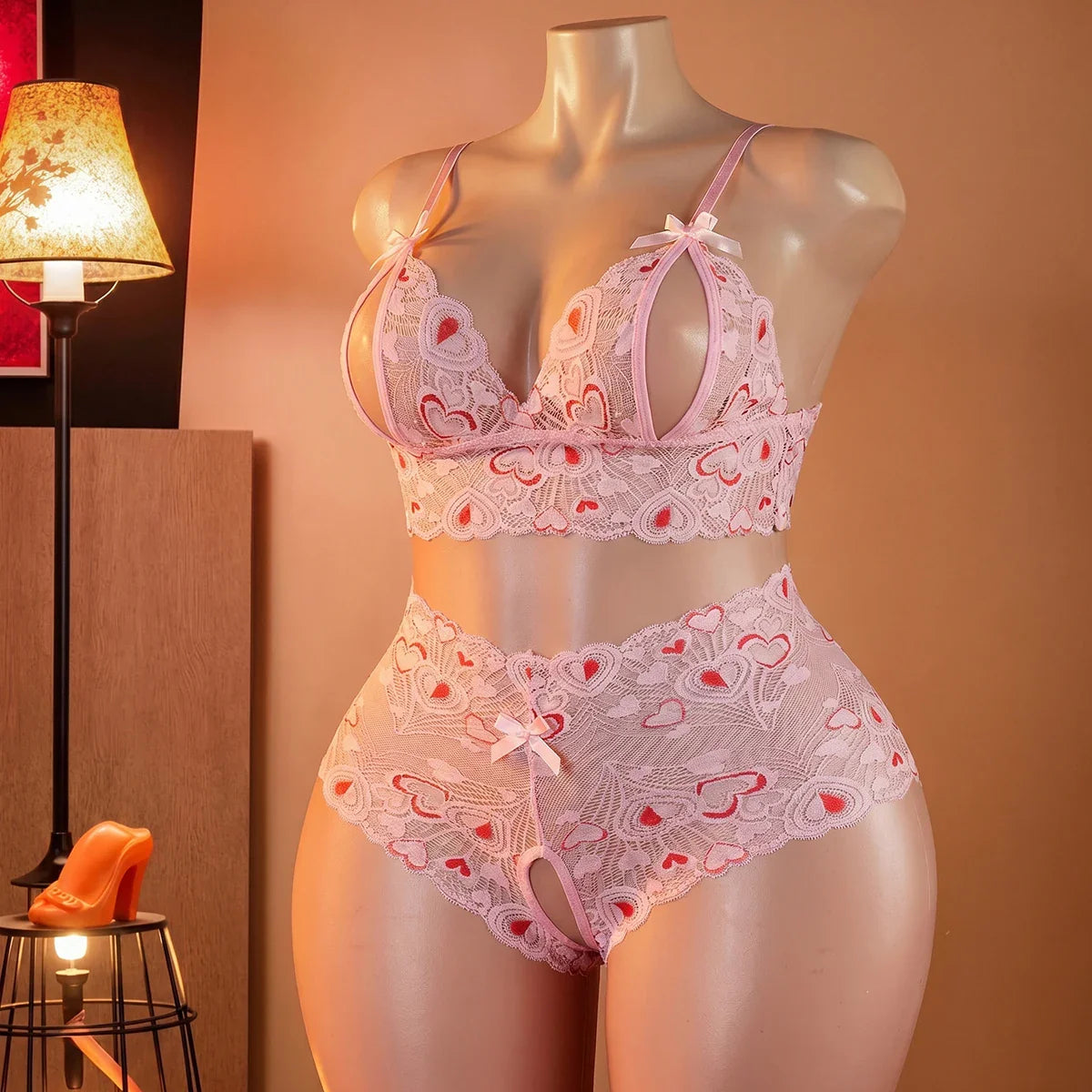 Plus Size Womens Open Cups Bra Lingerie Sheer Lace Erotic Underwear Crotchless Open Chest Teddies Bodysuit Outfits