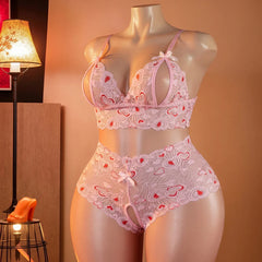Plus Size Womens Open Cups Bra Lingerie Sheer Lace Erotic Underwear Crotchless Open Chest Teddies Bodysuit Outfits