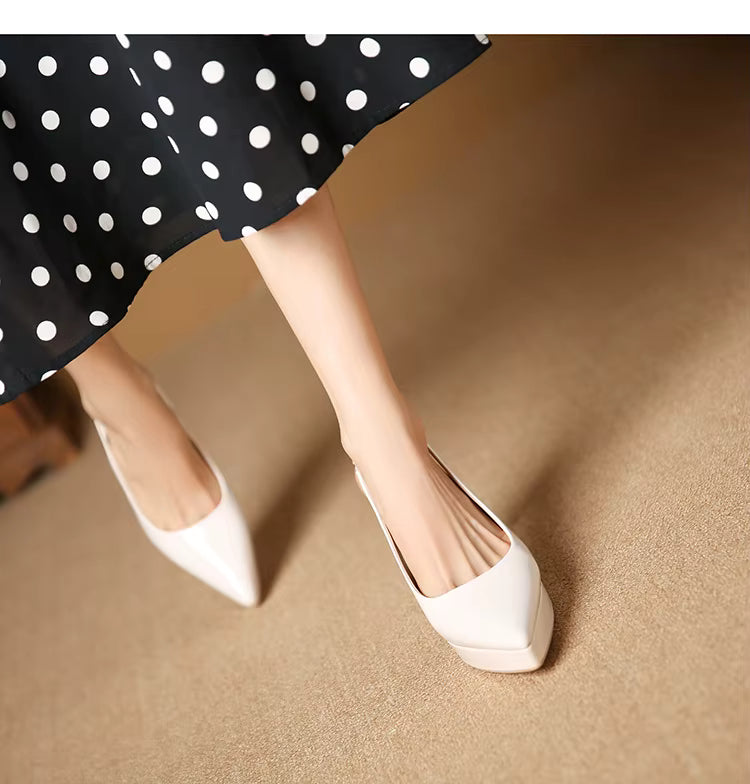 Pointed Toe Patent Leather Elastic Band High Heels Sandals