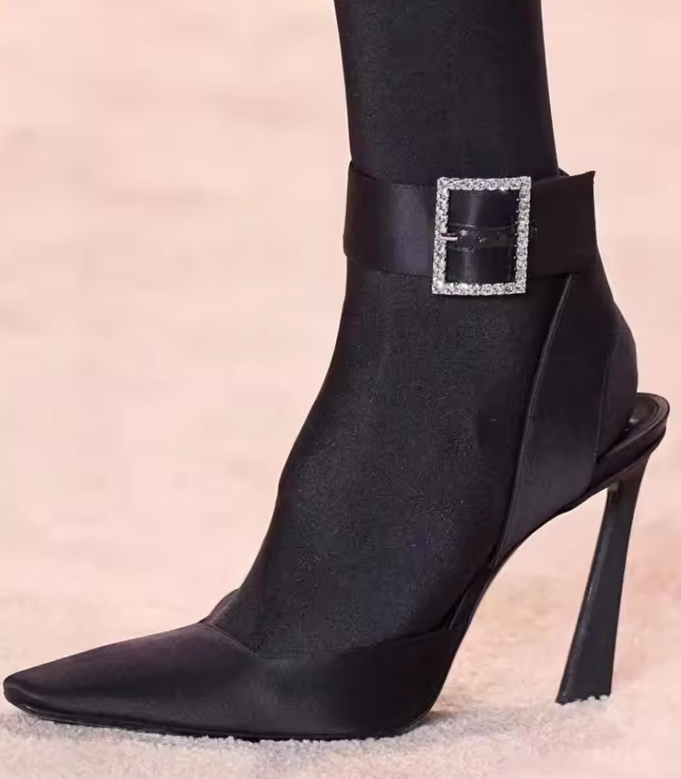 Pointed Toe Pumps Slingback Concise Buckle Strap Thin Heels Party Sandals