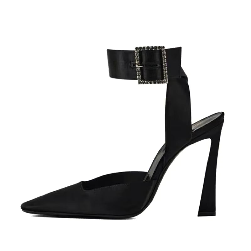 Pointed Toe Pumps Slingback Concise Buckle Strap Thin Heels Party Sandals