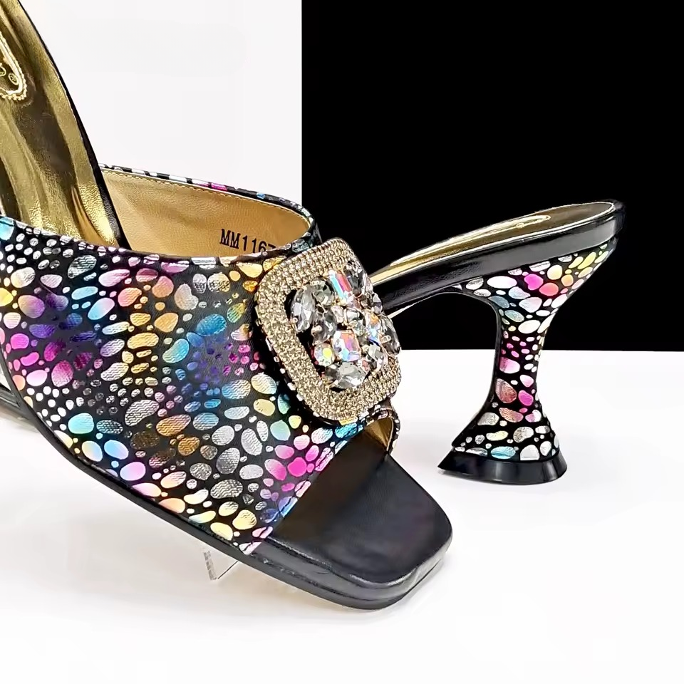 Square Toe Sandals With Matching Handbag Set Perfect for Weddings and Parties